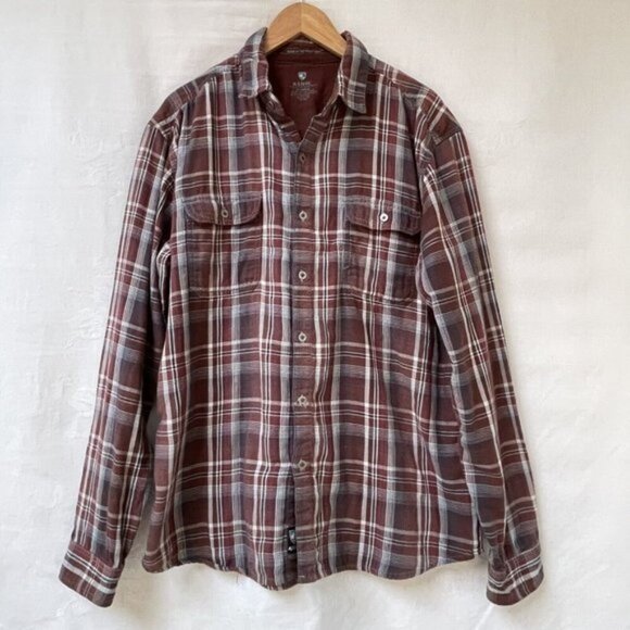 Kuhl Other - Kuhl Brown Plaid Shirt Mens Medium Cotton Button Up Collared Outdoor Casual Top